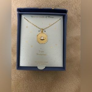 14K gold plated third eye necklace 16”